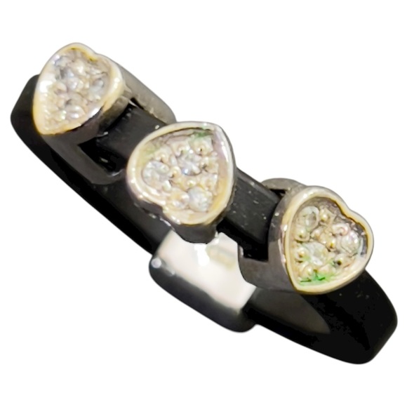 Estate Sterling Silver Sliding Heart Charm Ring Black Uncleaned & Unresearched - Picture 8 of 16